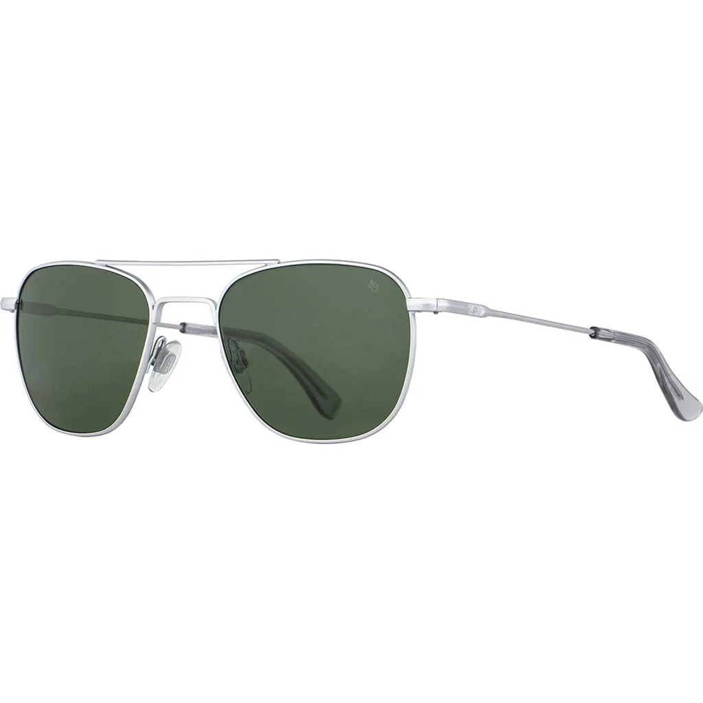 American Optical Big General Sunglasses | Silver/Polarized Nylon Green
