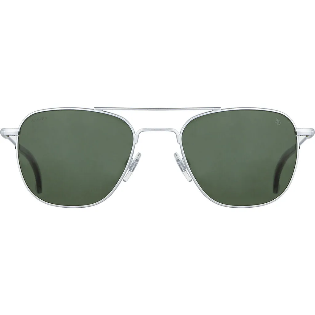 American Optical Big General Sunglasses | Silver/Polarized Nylon Green