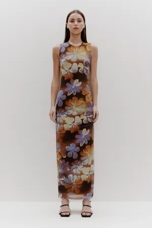 Anais Midi Dress Hibiscus