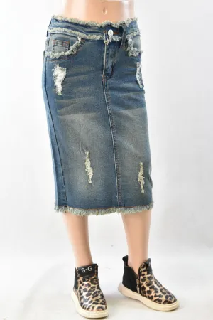 Augusta Denim Skirt in Vintage Wash- Girls and Tween (8/10)