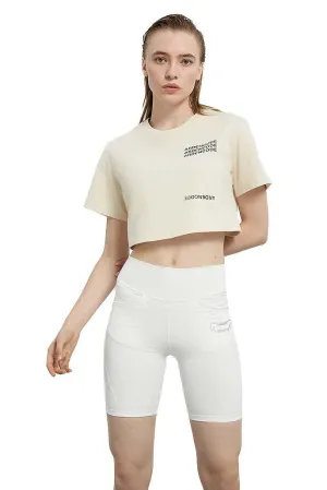 Beige Crop Logo T-Shirt