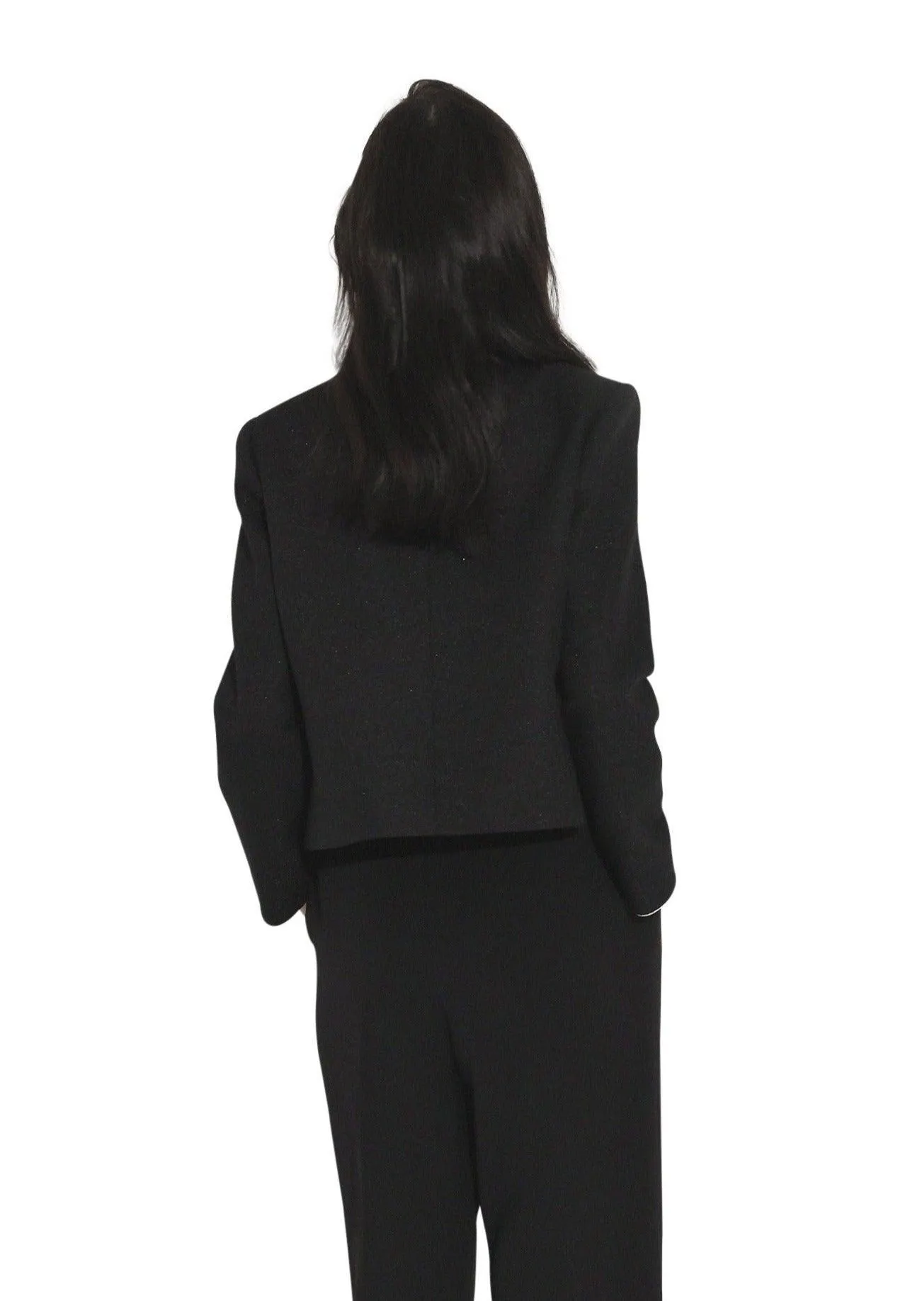 Black Contrast Tweed Crop Jacket