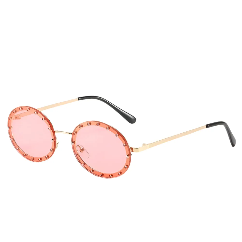 Celeste Round Black Studded Sunglasses  Retro UV Protection Festival Shades for Women