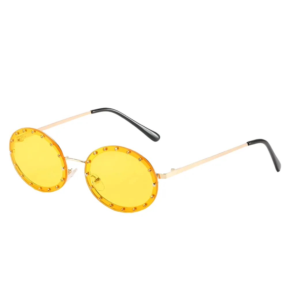 Celeste Round Black Studded Sunglasses  Retro UV Protection Festival Shades for Women