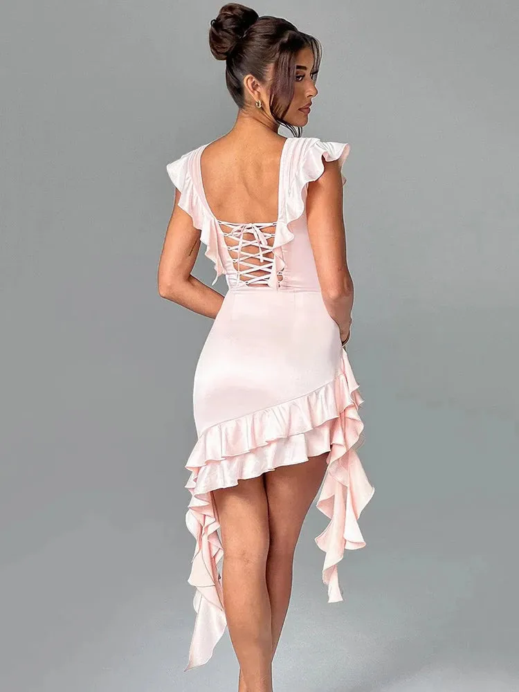 Celestia Ruffle Sleeveless Corset Mini Dress