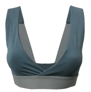 {Clearance Stock} Petrol blue organic cotton cross over bra
