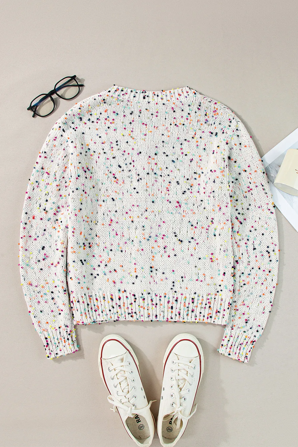 Confetti Open Front Sweater Cardigan