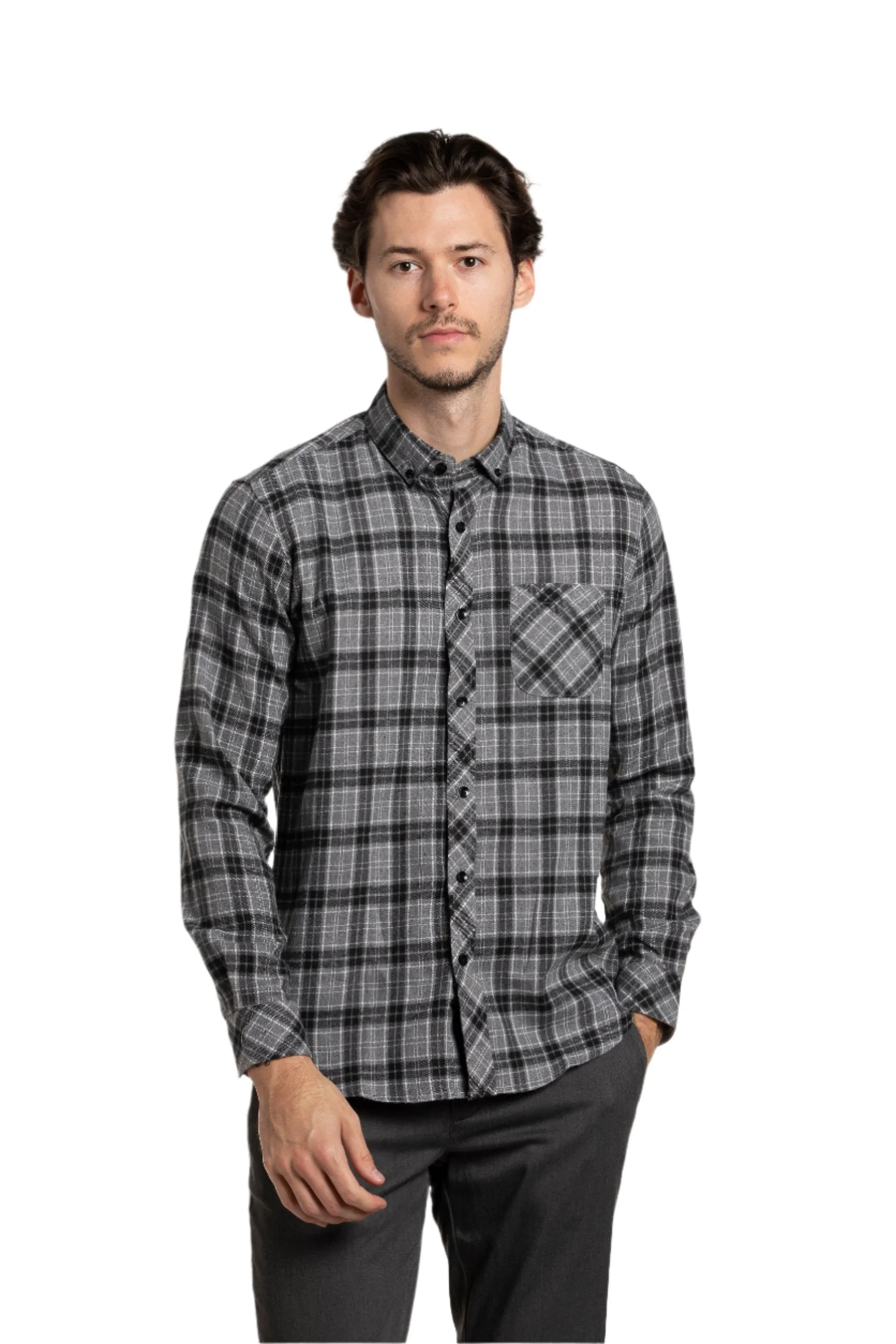 Downpatrick Flannel Shirt in Gunmetal Grey
