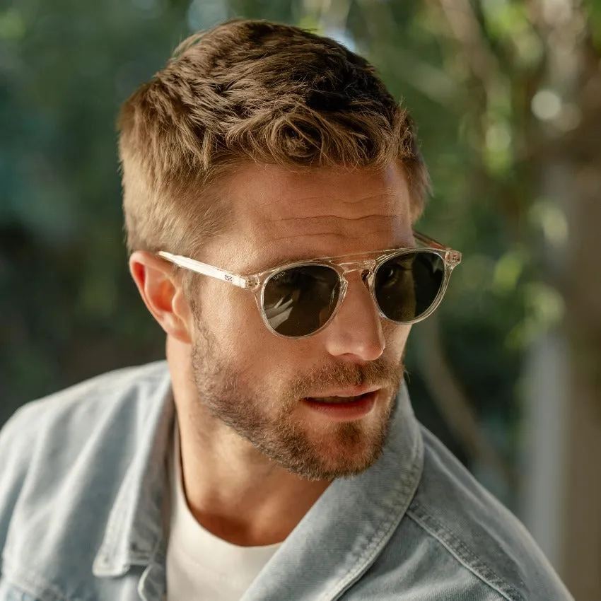 EASTON Men's Round Trendy Sunglasses in Clear Gloss by WMP Eyewear