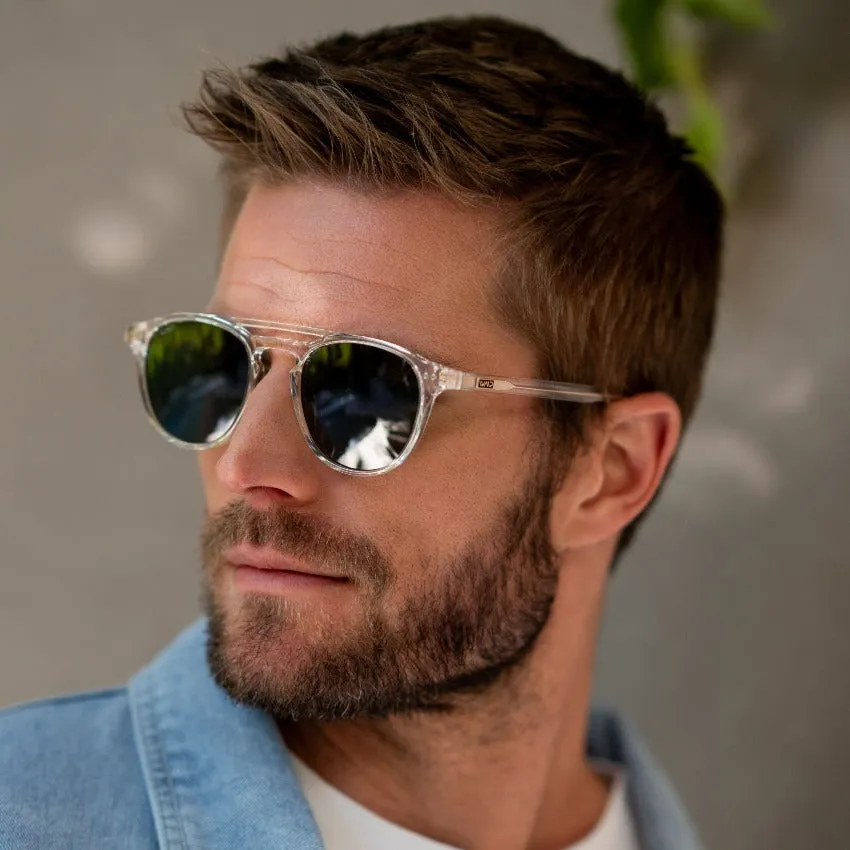 EASTON Men's Round Trendy Sunglasses in Clear Gloss by WMP Eyewear