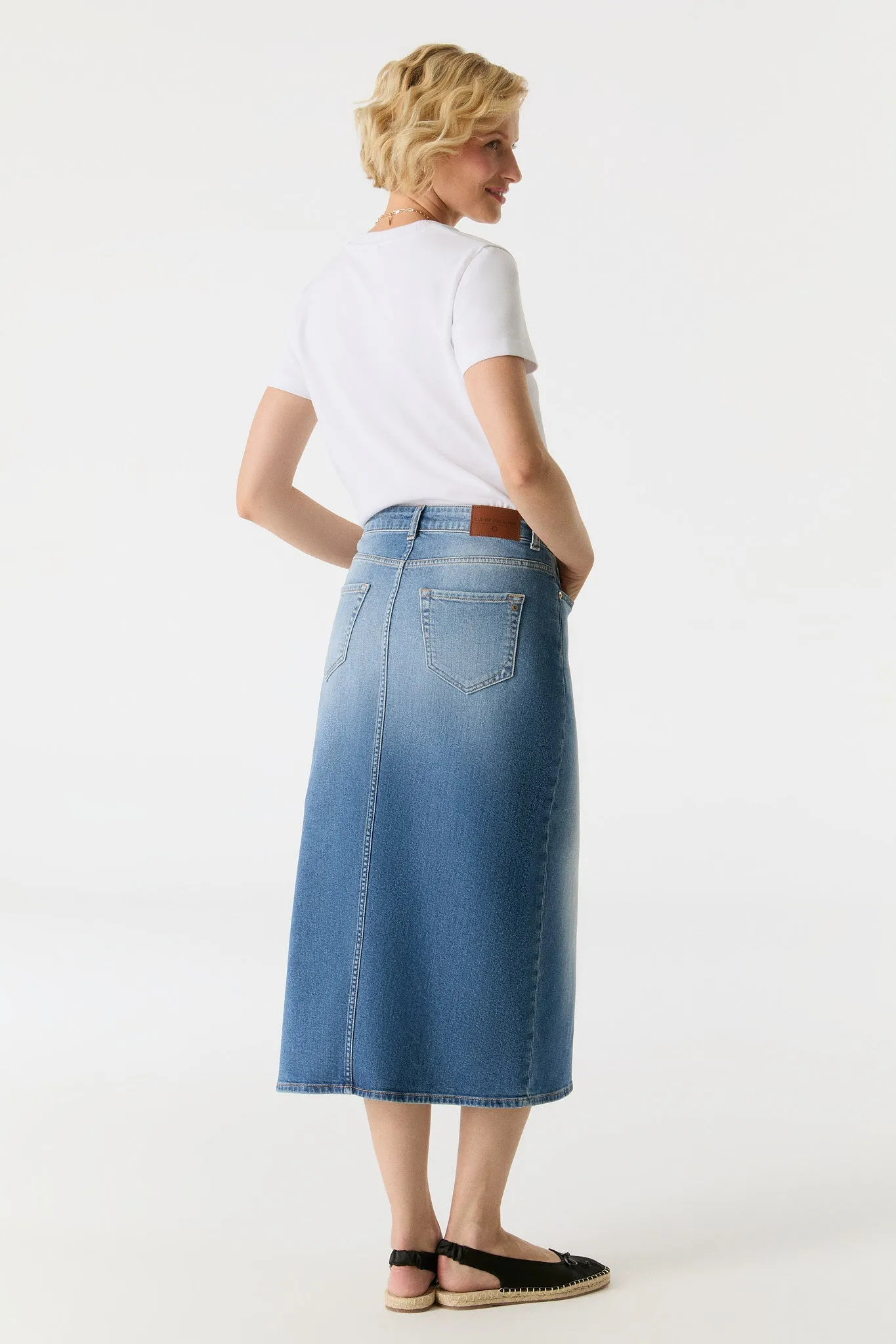 Evelyn Mid Waist 5 Pocket Long Skirt Medium Blue