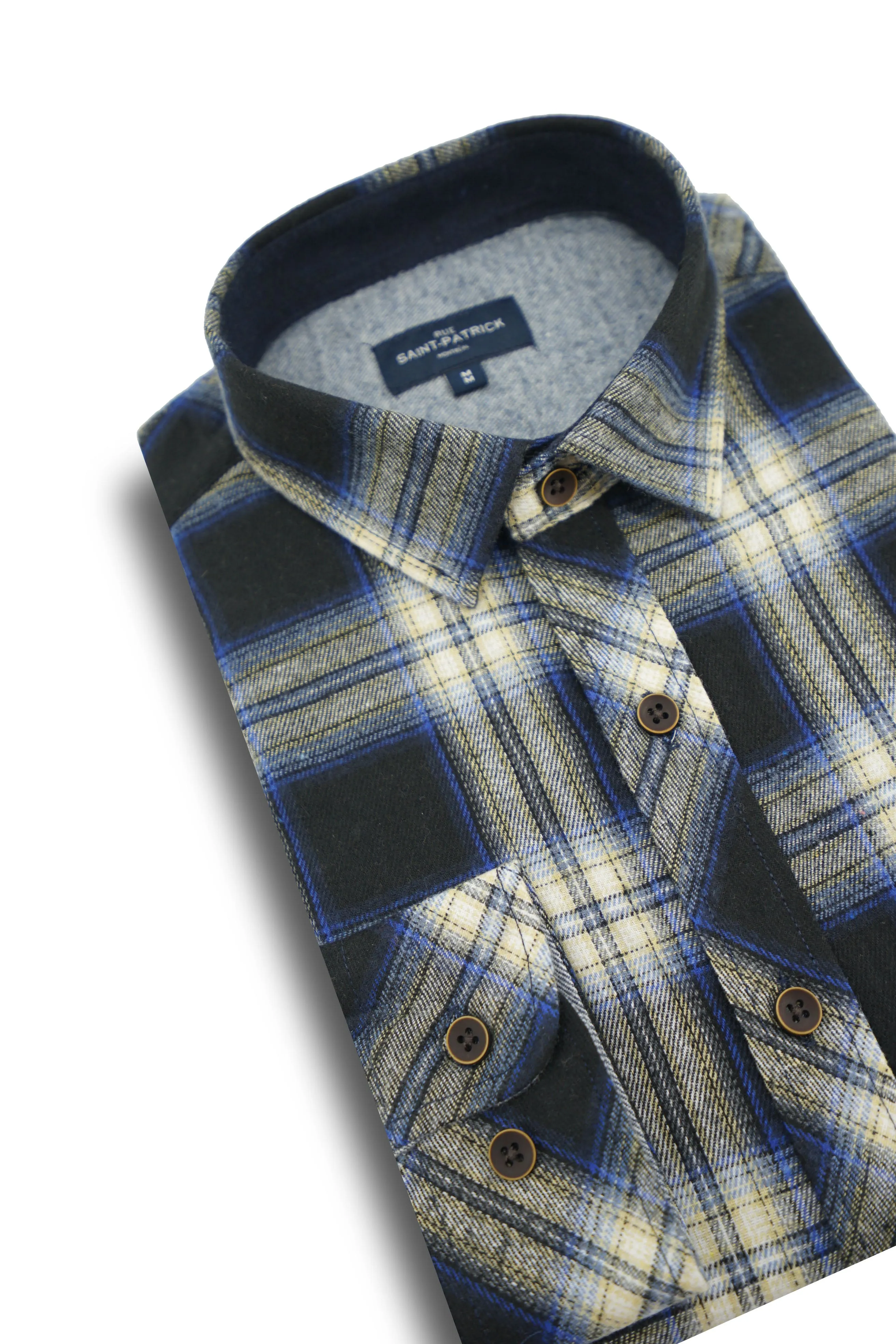 Garvaghy Flannel Shirt in Cobalt and Black