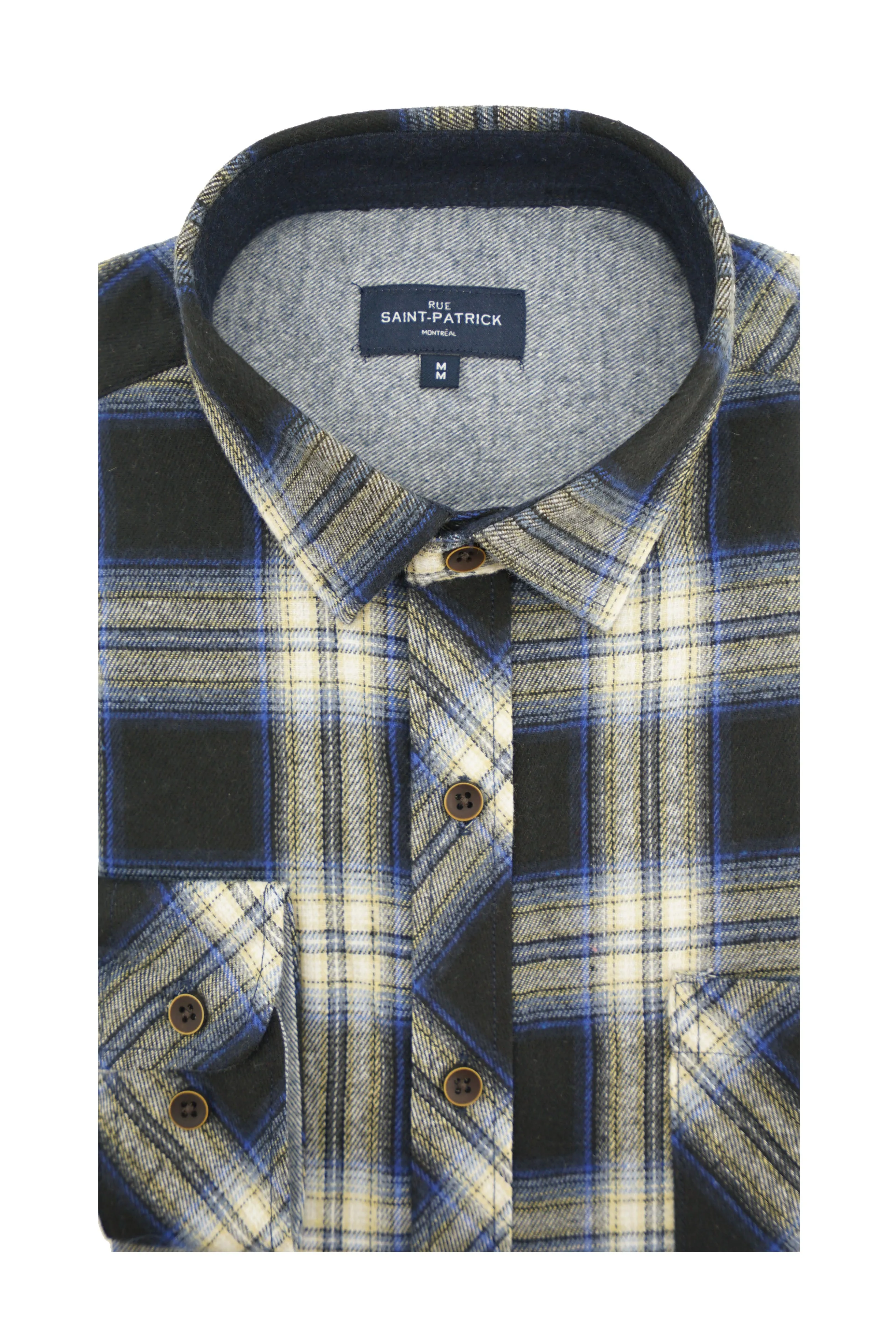 Garvaghy Flannel Shirt in Cobalt and Black