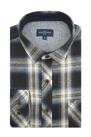 Garvaghy Flannel Shirt in Cobalt and Black