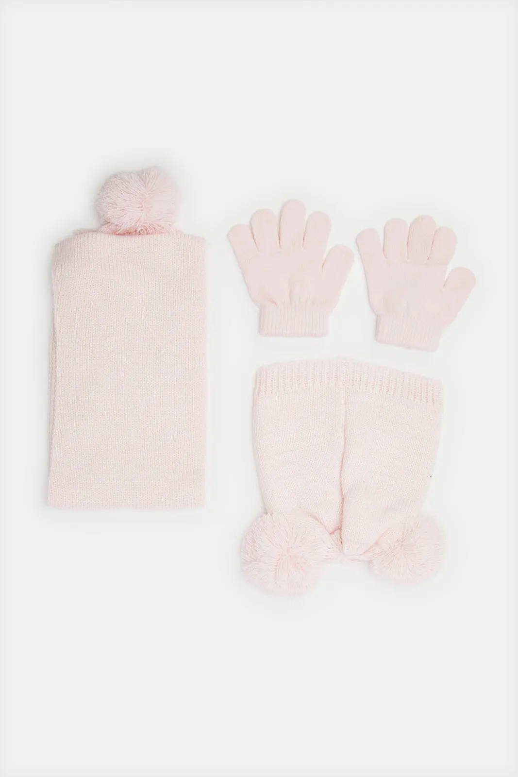 Girls Pink Knitted Set (3 Piece)