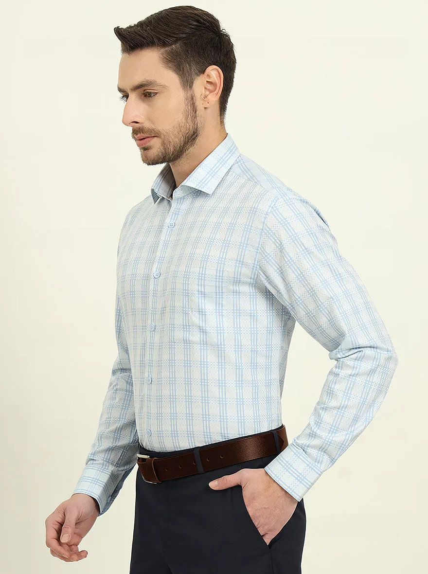 Grey & Blue Checked Slim Fit Formal Shirt | Metal