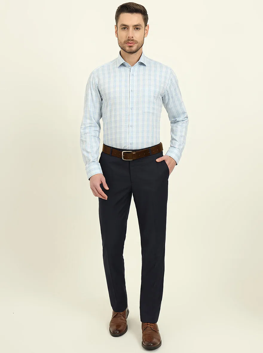 Grey & Blue Checked Slim Fit Formal Shirt | Metal