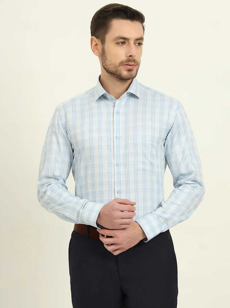 Grey & Blue Checked Slim Fit Formal Shirt | Metal