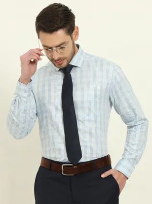 Grey & Blue Checked Slim Fit Formal Shirt | Metal