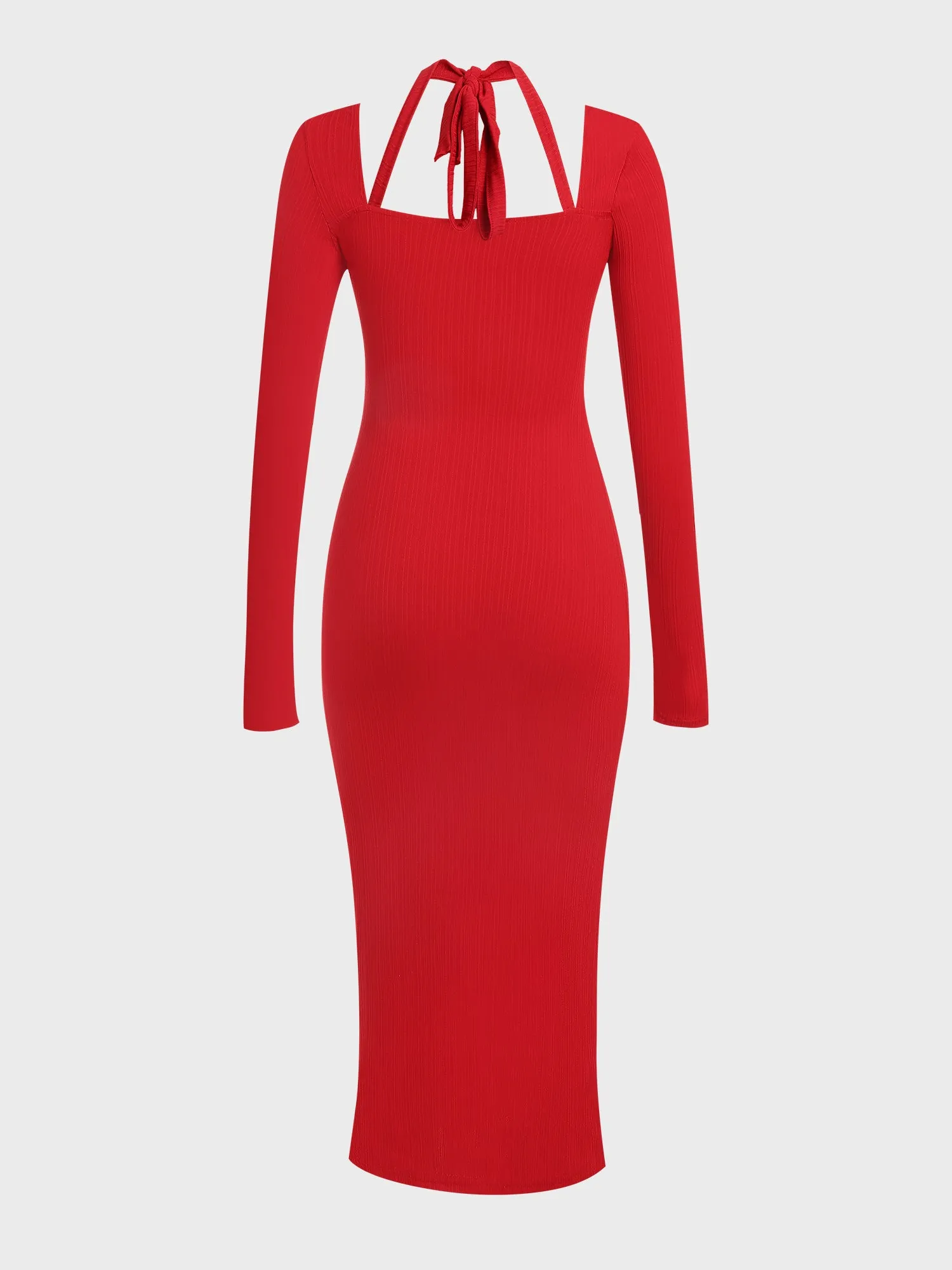 Halter Square Neck Maxi Dress (Red)
