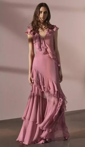 High Street Ruffles Maxi Dress, Fashion Casual Party Elegant Dress