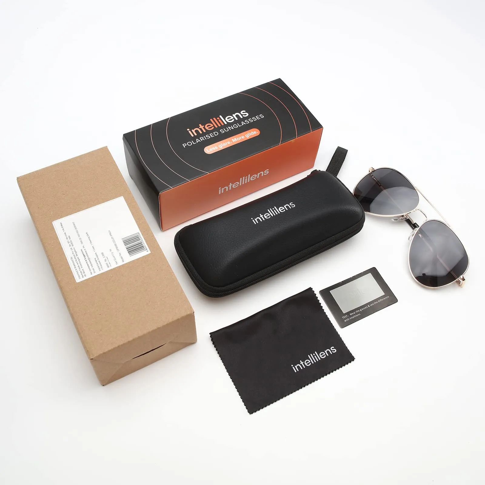 Intellilens | Branded Latest and Stylish Sunglasses | Polarized and 100% UV Protected | Light Weight, Durable, Premium Looks | Men & Women | Black Lenses | Aviator | Large