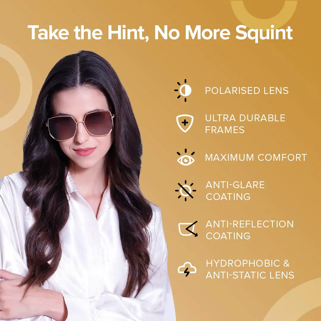 Intellilens | Branded Latest and Stylish Sunglasses | Polarized and 100% UV Protected | Light Weight, Durable, Premium Looks | Men & Women | Black Lenses | Aviator | Large