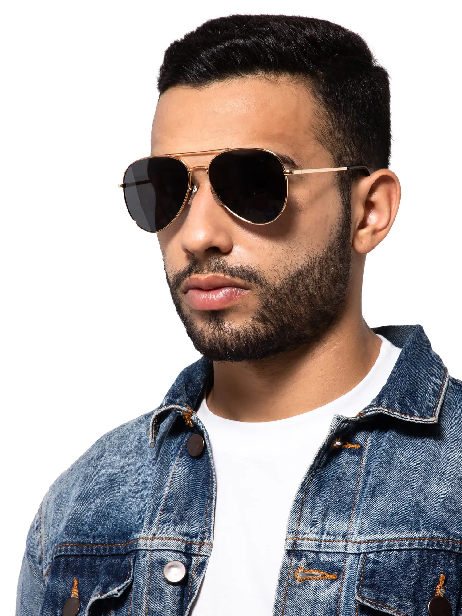 Intellilens | Branded Latest and Stylish Sunglasses | Polarized and 100% UV Protected | Light Weight, Durable, Premium Looks | Men & Women | Black Lenses | Aviator | Large