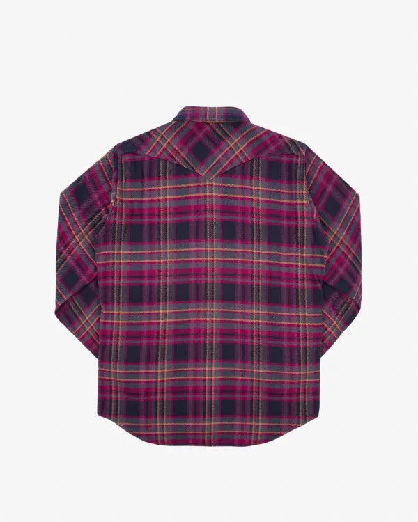 Iron Heart IHSH-403 11oz Ultra Heavy Flannel Line Check Western Shirt - Grey