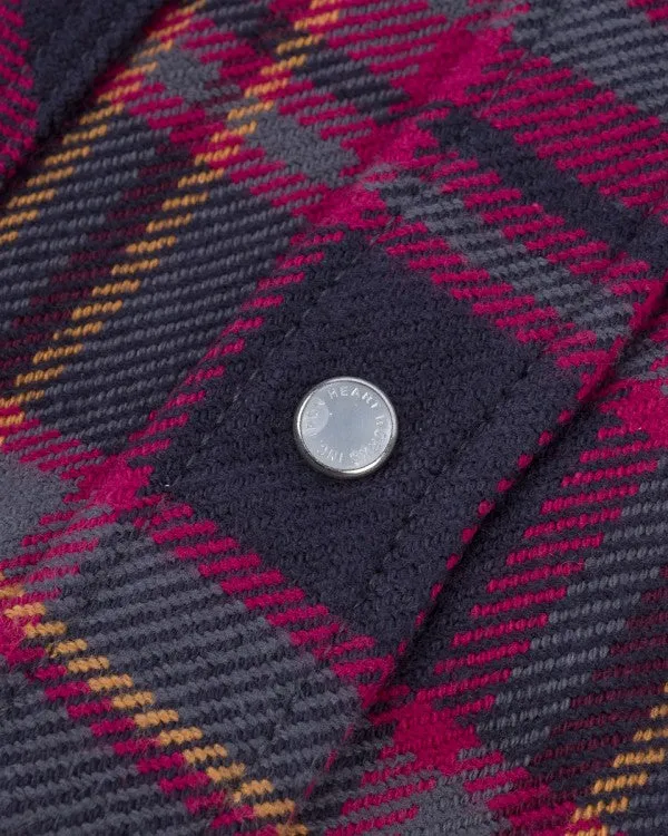 Iron Heart IHSH-403 11oz Ultra Heavy Flannel Line Check Western Shirt - Grey