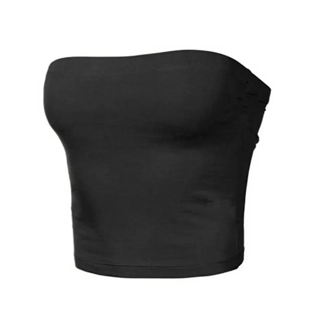 Kaia Strapless Bandeau Crop Top  Fitted Tube Top in Various Colours for Women