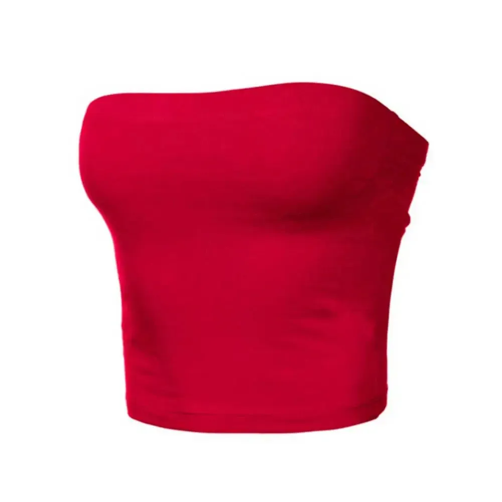 Kaia Strapless Bandeau Crop Top  Fitted Tube Top in Various Colours for Women