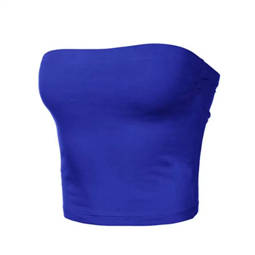 Kaia Strapless Bandeau Crop Top  Fitted Tube Top in Various Colours for Women