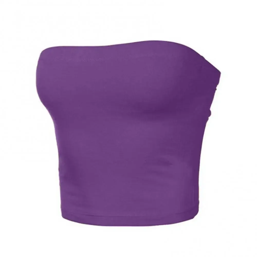 Kaia Strapless Bandeau Crop Top  Fitted Tube Top in Various Colours for Women