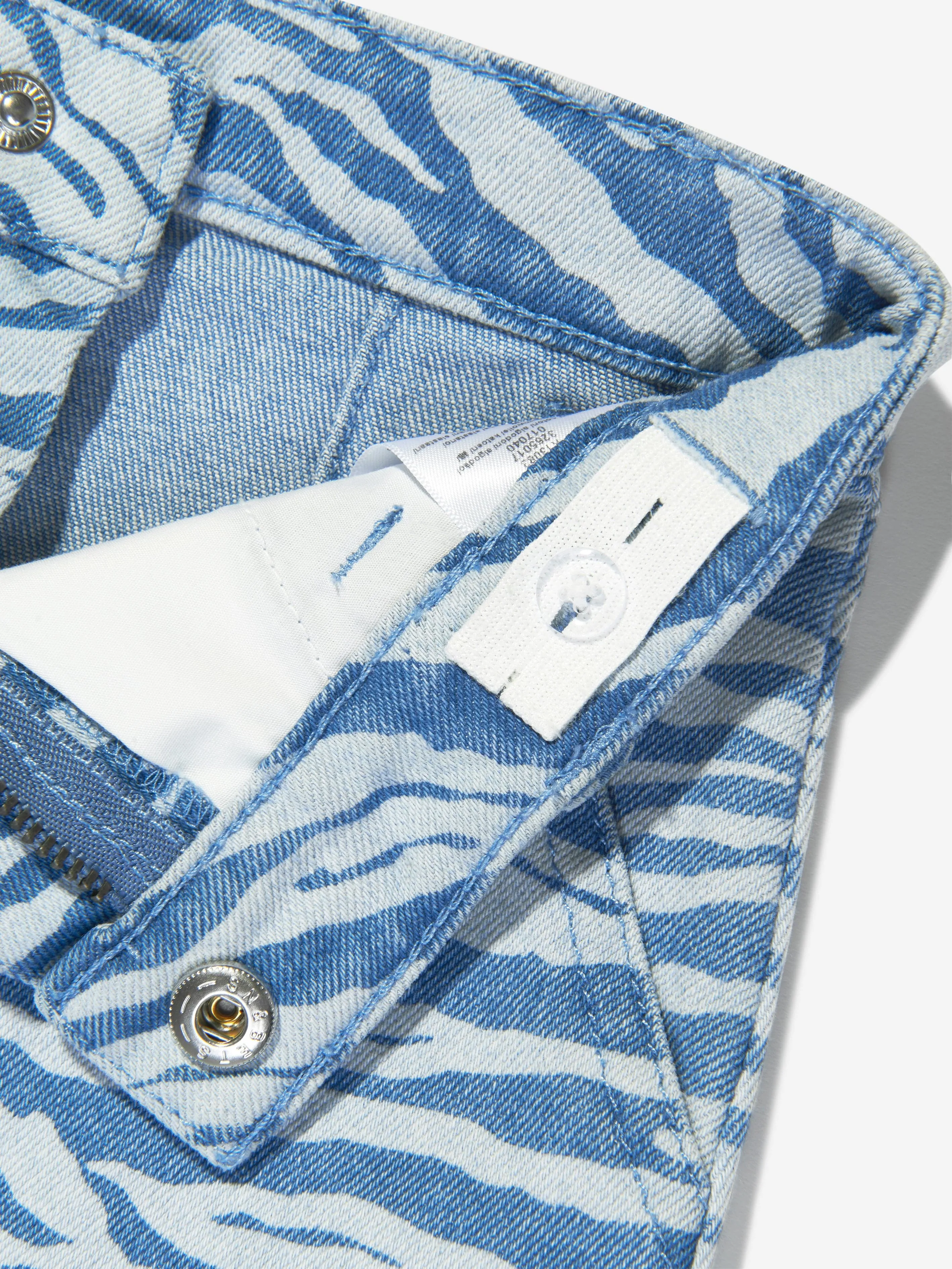 KENZO Girls Tiger Striped Denim Skirt In Blue