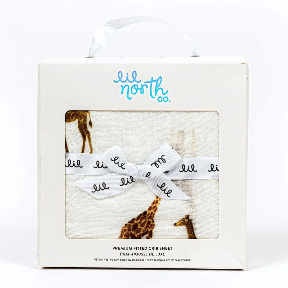 Lil North Bamboo and Cotton Blend Muslin Crib Sheet - Giraffe