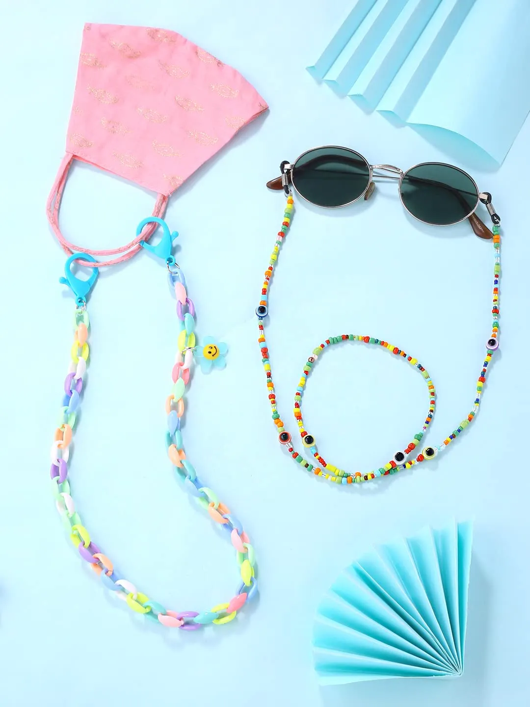 Melbees by Yellow Chimes Sunglasses Chain for Women Eyeglasses Chain Multicolor Beadded Face Mask Chains Sunglasses Accessories/Sunglasses Lanyard for Girls and Kids