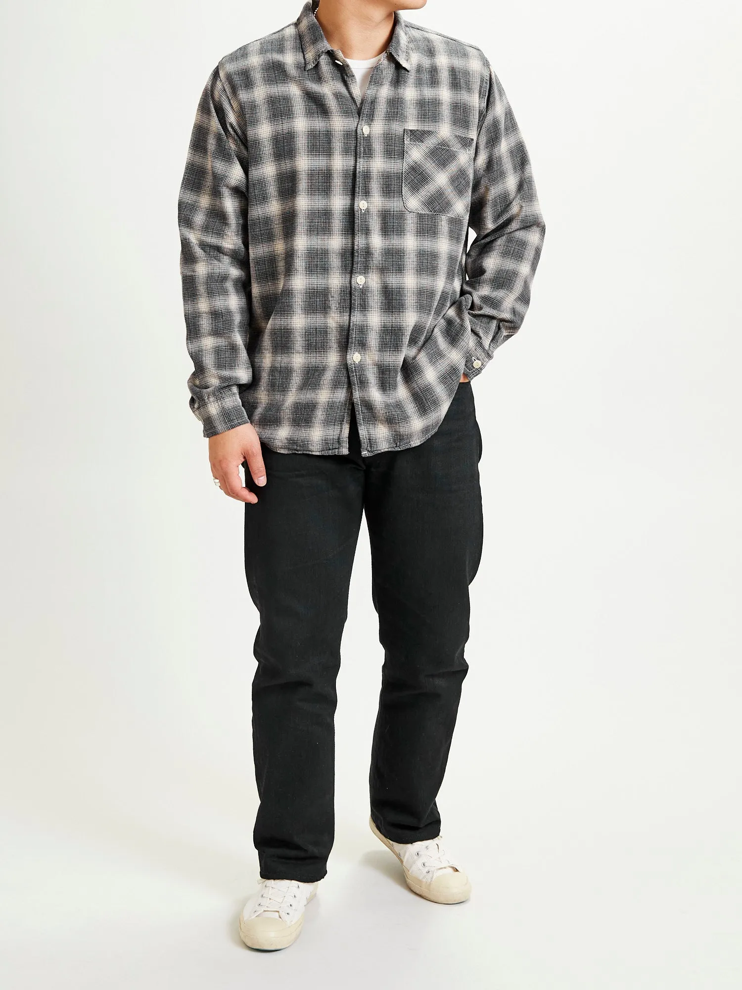 Ombre Nel Checked Flannel Shirt in Black