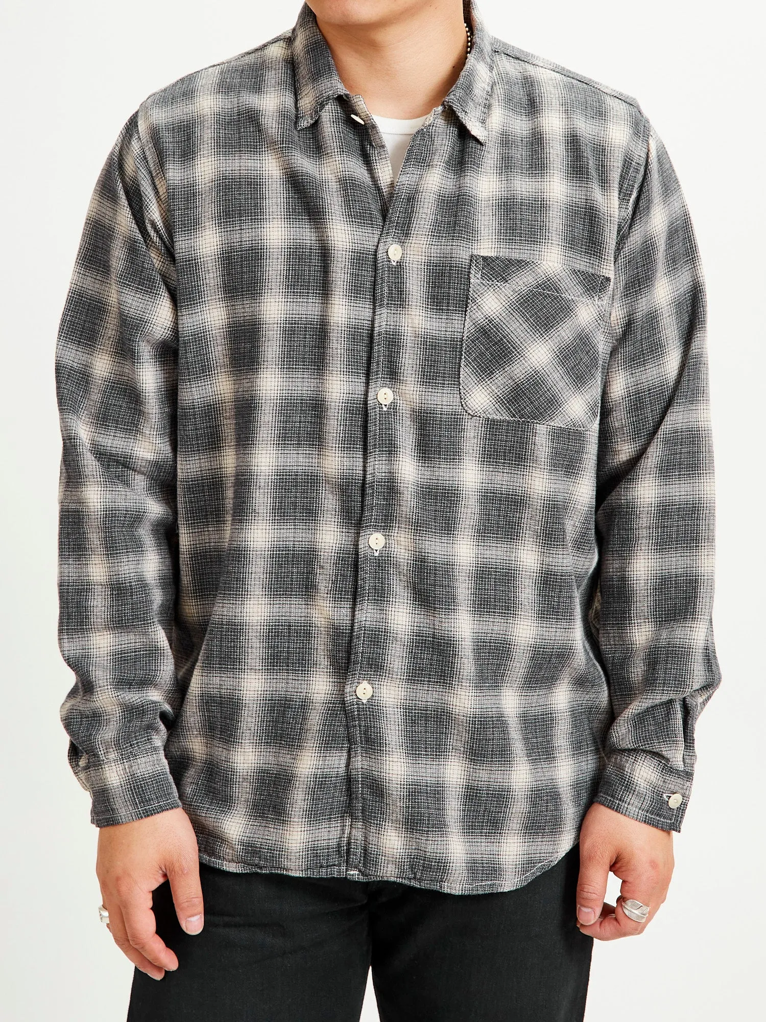 Ombre Nel Checked Flannel Shirt in Black