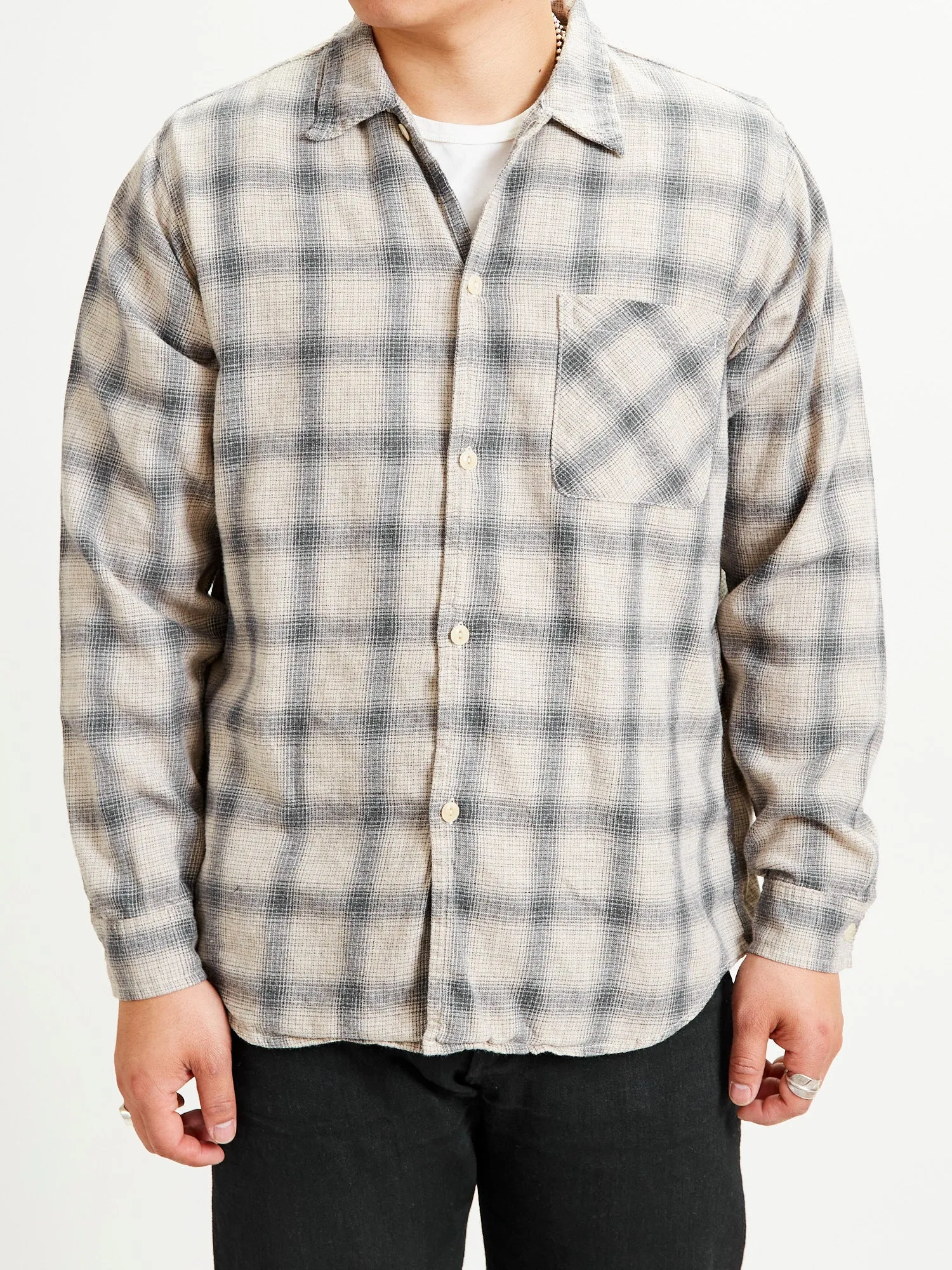 Ombre Nel Checked Flannel Shirt in Off White