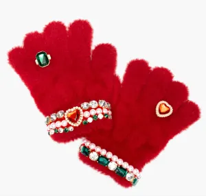 ruby red jeweled gloves