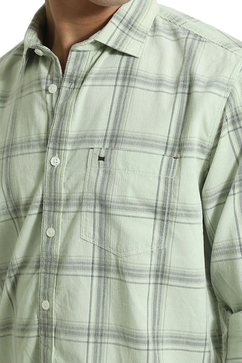 Slim Fit Cotton Corduroy Checks Shirt