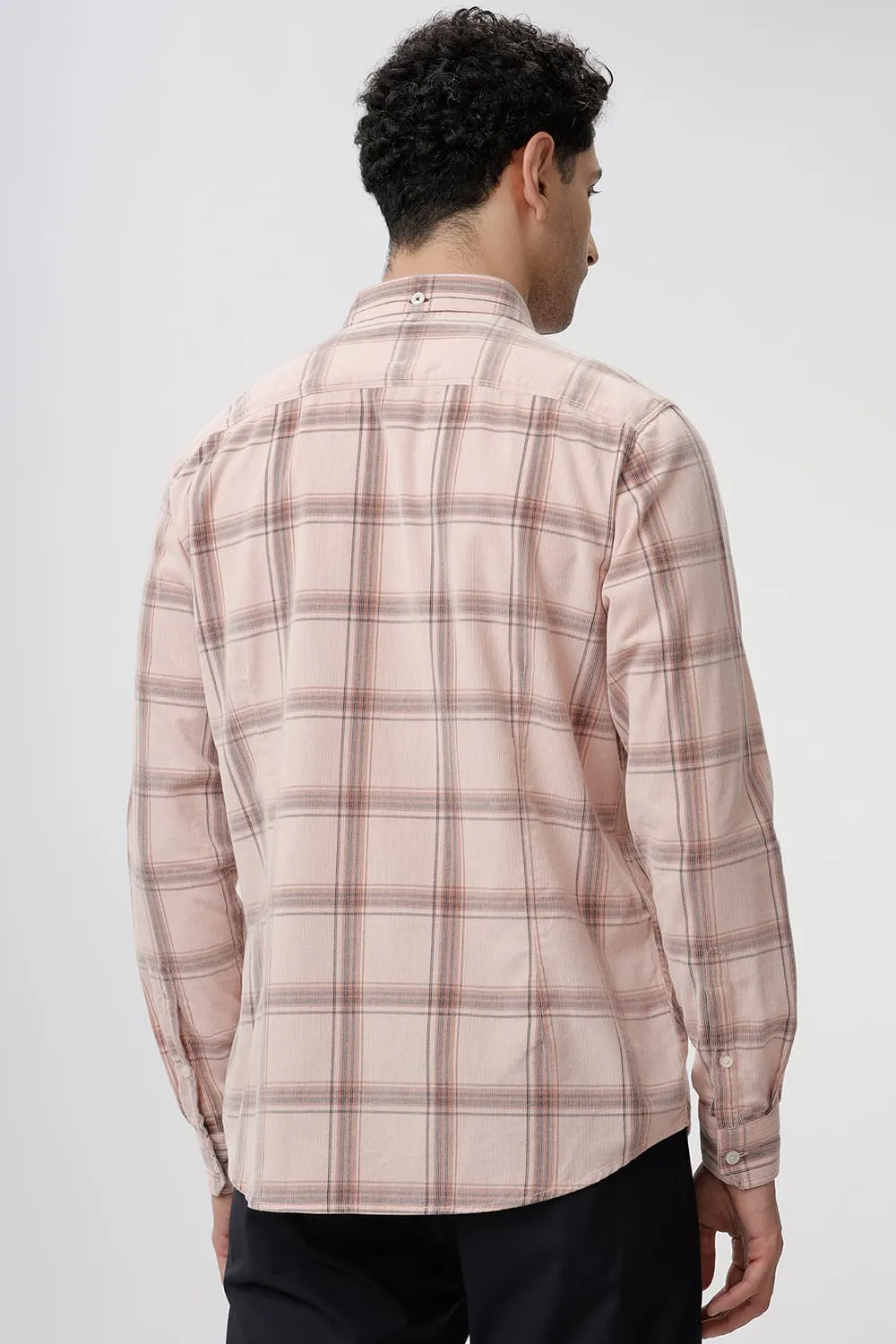 Slim Fit Cotton Corduroy Checks Shirt