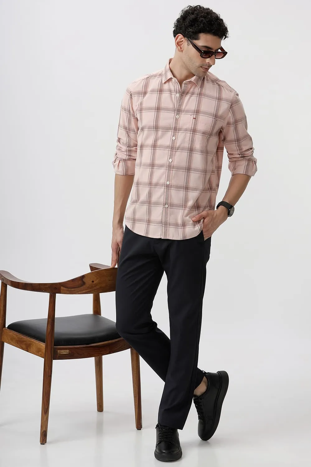 Slim Fit Cotton Corduroy Checks Shirt