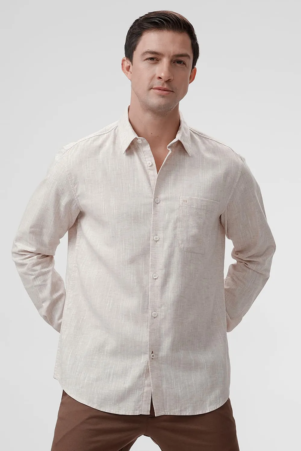 Slim Fit Cotton Lyocell Linen Catonic Shirt