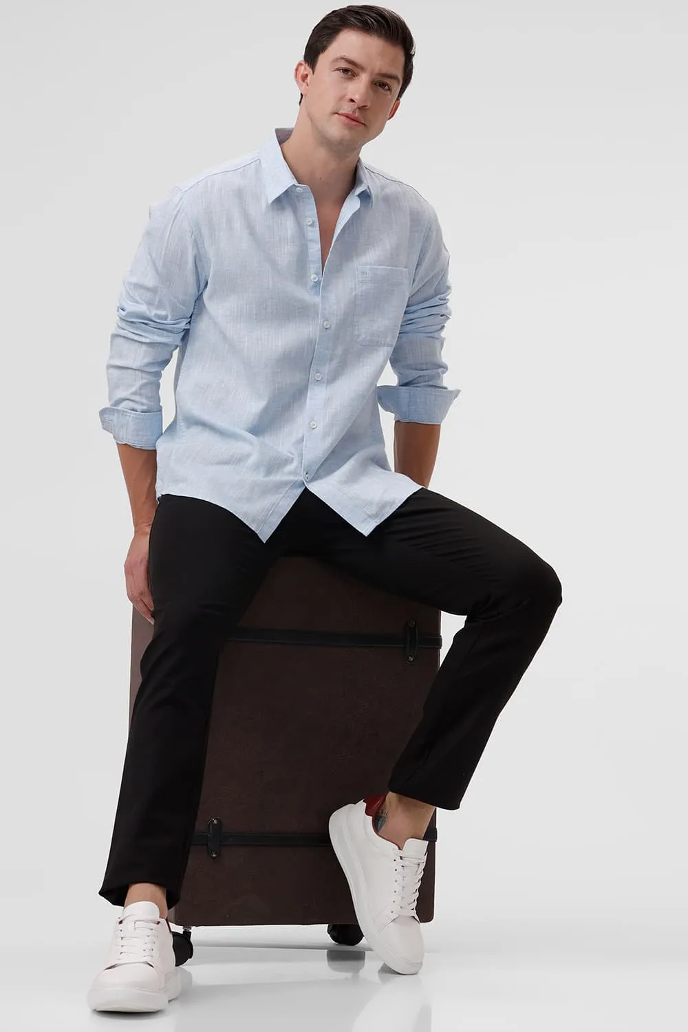 Slim Fit Cotton Lyocell Linen Catonic Shirt