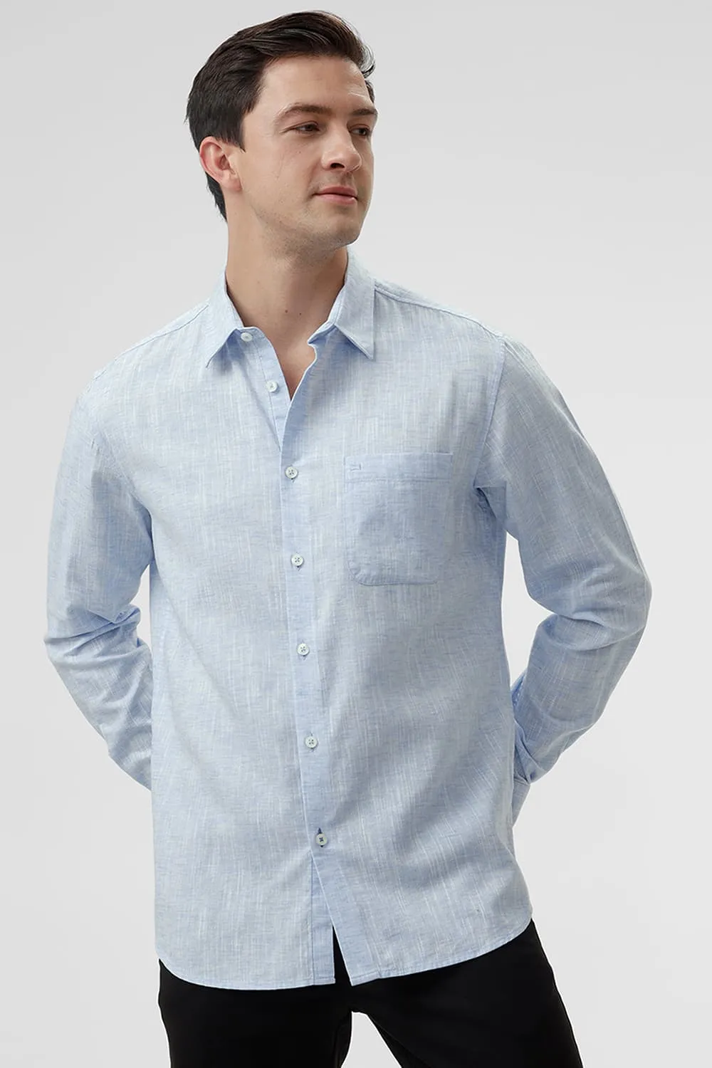 Slim Fit Cotton Lyocell Linen Catonic Shirt