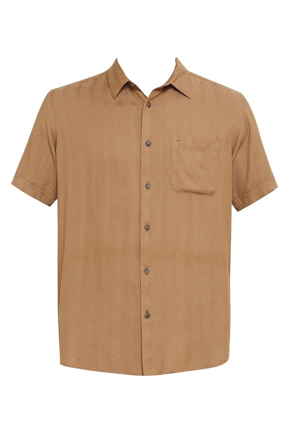 Slim Fit Cotton Viscose Dobby Stripe Halfsleeves Shirt