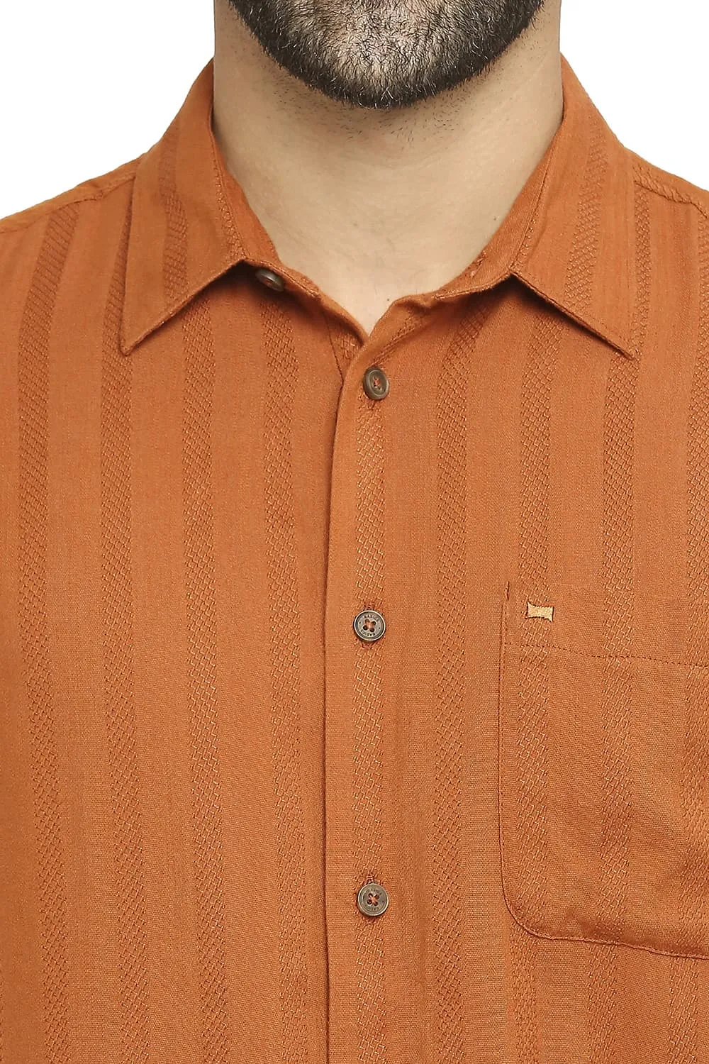 Slim Fit Cotton Viscose Dobby Stripe Halfsleeves Shirt