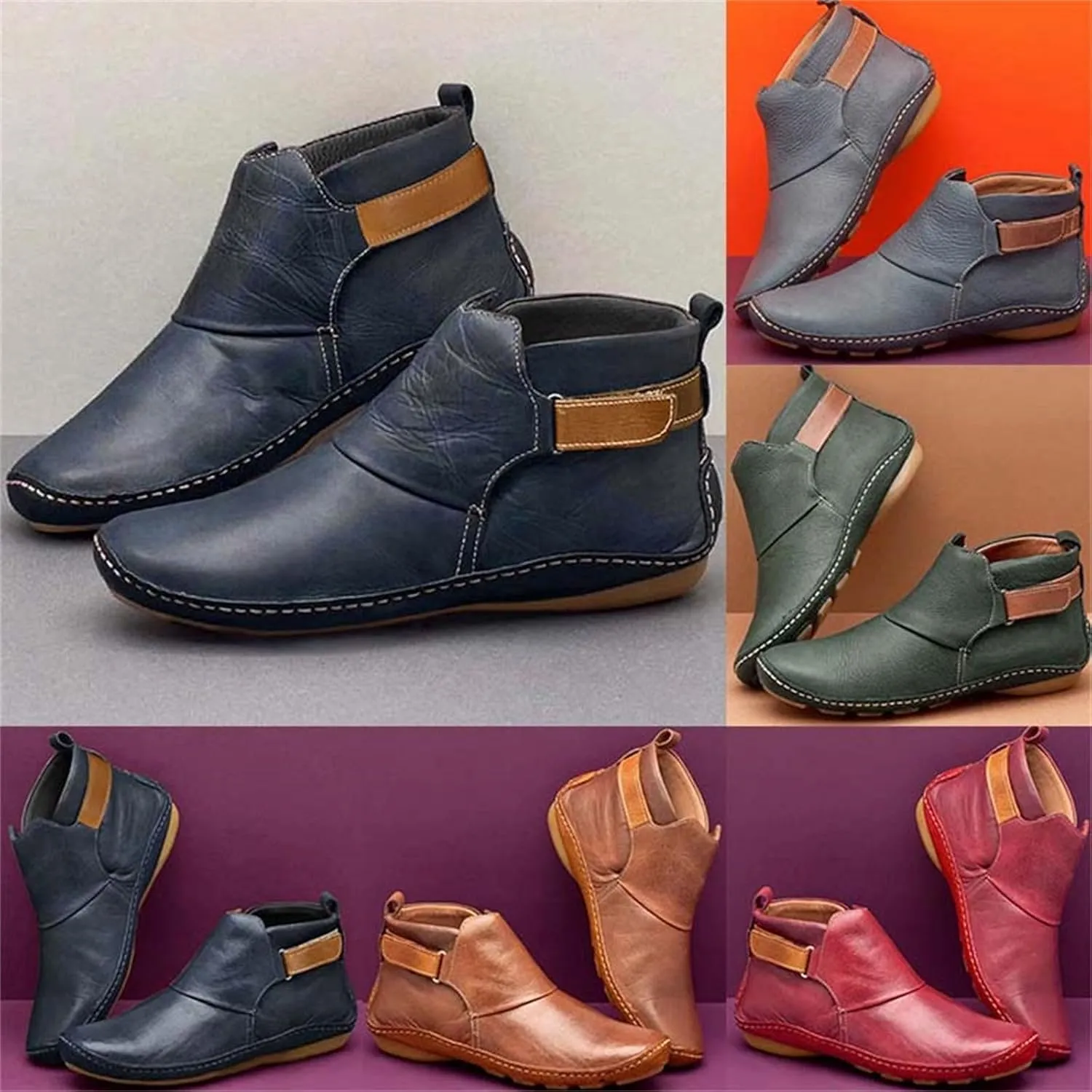Snow Boots for Women Ankle Women Ankle Booties Boots for Women Brown Wedge Bootie for Women Comfortable Indoor and Outdoor Soft Sole Fashion Slip on Pointed Toe Chunky Stacked Heel